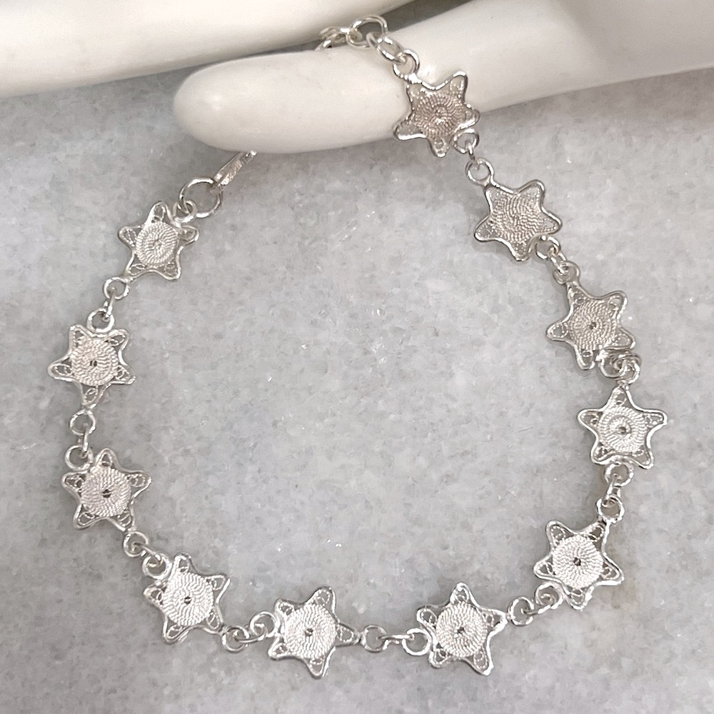 Sterling Silver Star S Clasp Bracelet